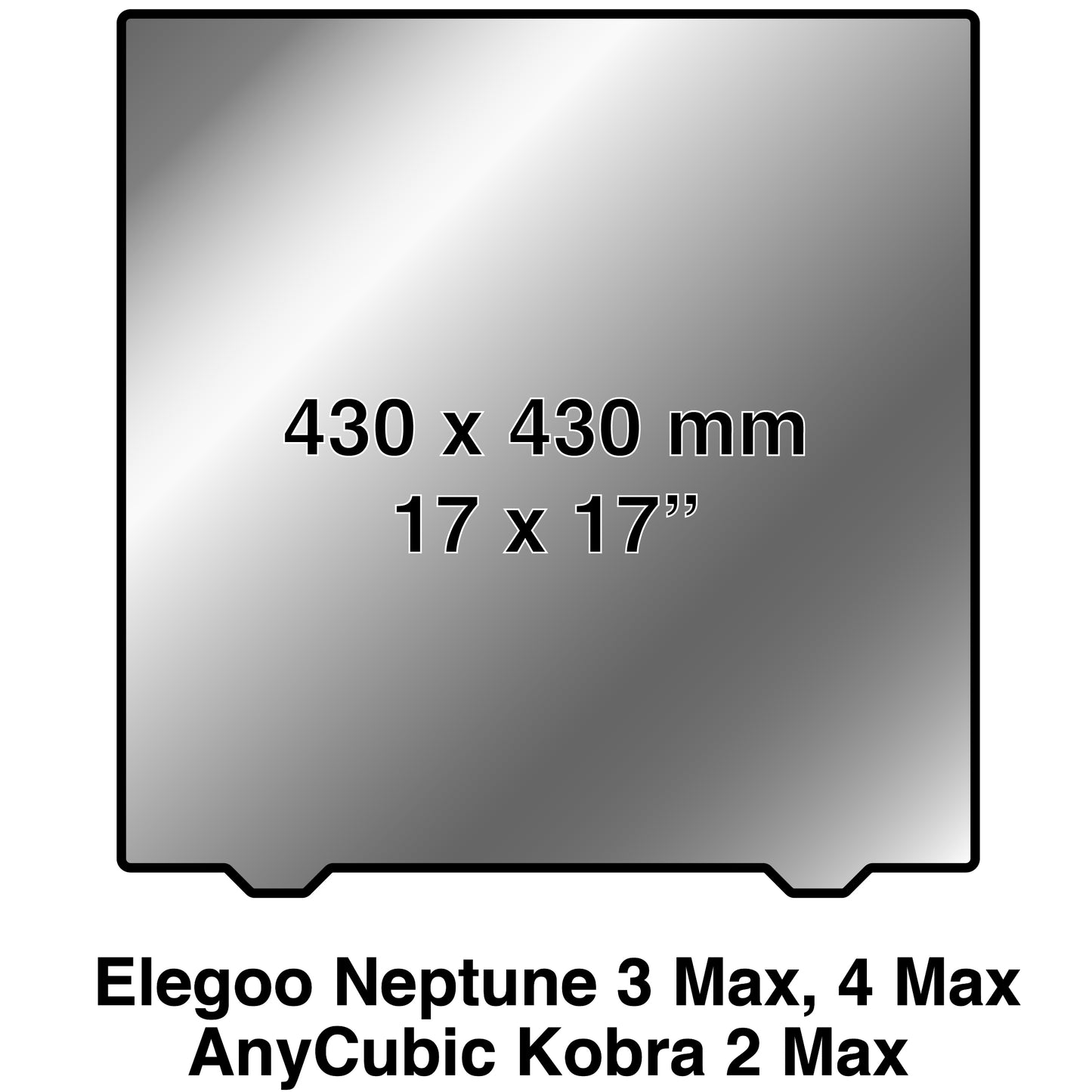 430 x 430 Kit with Pre-Installed PEX Build Surface - Elegoo Neptune 3 Max, Neptune 4 Max, and AnyCubic Kobra 2 Max