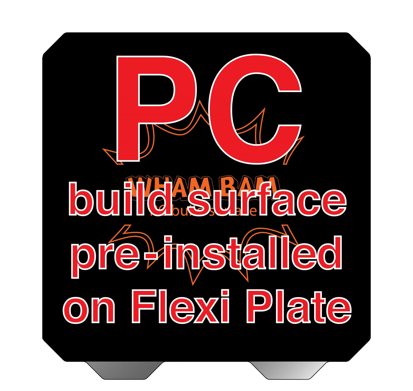 Flexi Plate with Pre-Installed PC Build Surface (Classic Black) - 220 x 220 - Anet A8,  Monoprice Maker Select Plus, Robo R2